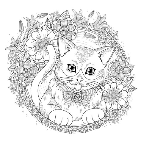 Adorable Kitty Coloring Page Cats Adult Coloring Pages