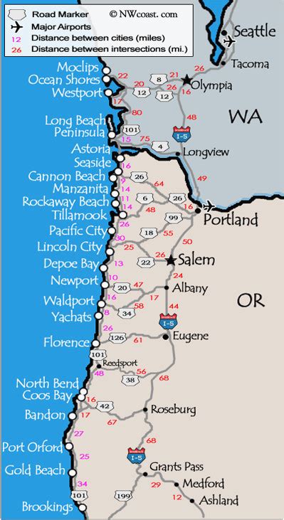 Oregon Coast Lighthouses Map Secretmuseum