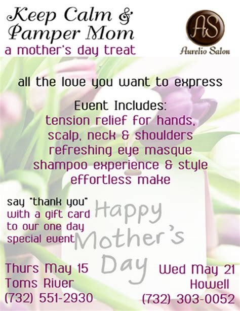 Aurelio Hair Salon And Spa Keep Calm And Pamper Mom Event A Mothers