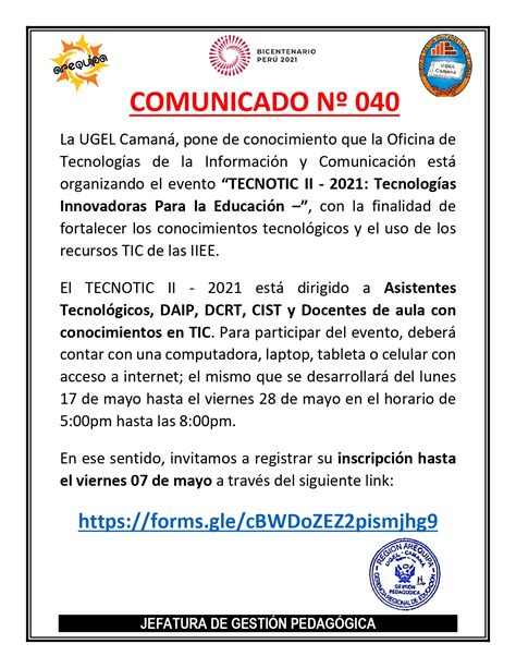 Comunicado N Tecnotic Ii Tecnolog As Innovadoras Para La