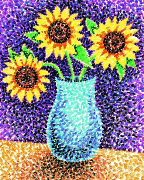 Sunflowers Elementary Art Projects School Art Projects Pointalism Art