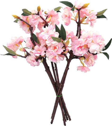 D Seven 6pcs Of Artificial Cherry Blossom Stems Fake Sakura