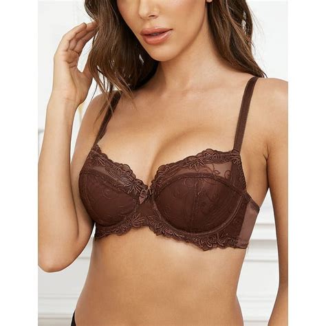 Wingslove Women S Sexy Lace Balconette Bra Plus Size Sheer Unpadded