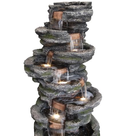Alpine Corporation 8 Tier Rainforest Rock Water Fountain With Led