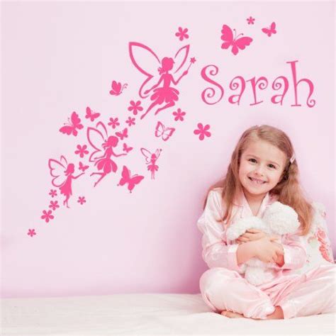 Personalised Fairies Girls Name Butterflies And Flowers Wall Sticker