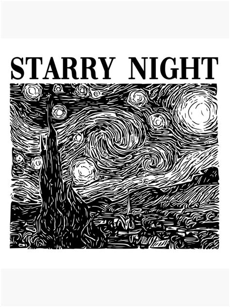 Posavasos lote de La noche estrellada de Vincent van Gogh Versión en blanco y negro