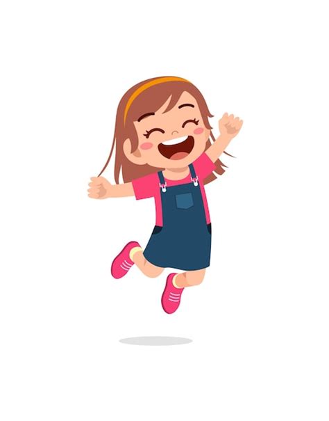 Happy Girl Cartoon Jumping