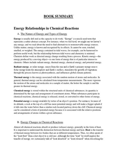 Book Summary A The Nature Of Energy And Types Of Energy Pdf Heat