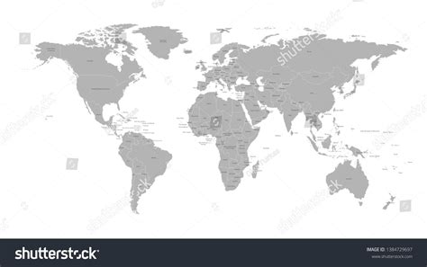 Vector Isolated Simplified World Map With States Borders Grey