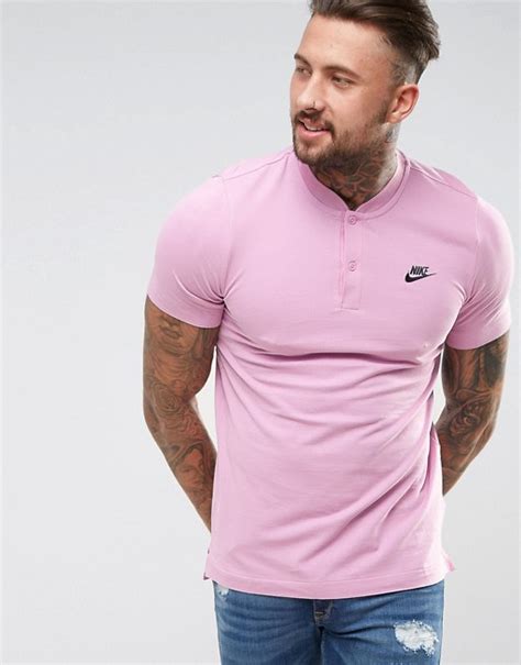 Nike Collarless Polo Shirt In Pink 832214 565 Asos