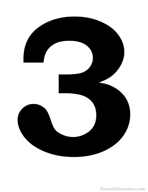 Printable Solid Black Number 3 Silhouette Printable Numbers Large