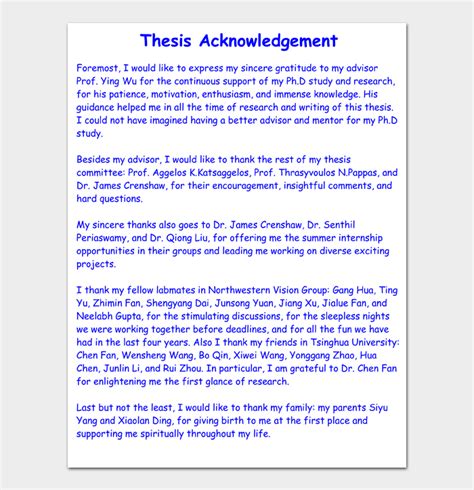 Letter Of Acknowledgement For Thesis