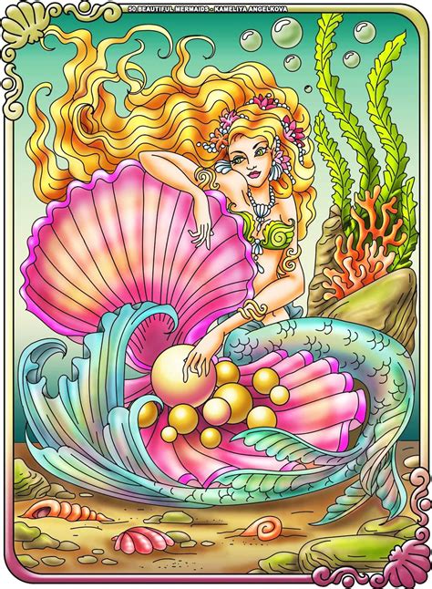 / 7+ beautiful mermaid coloring pages. A colored page from the coloring book: "50 Beautiful ...