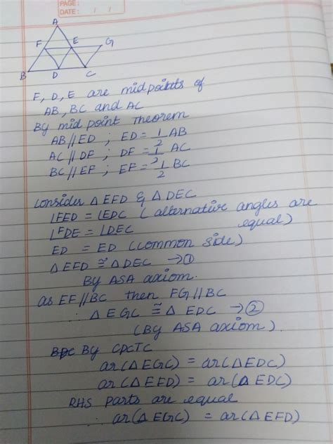 In Triangle Abc D E And F Are The Midpoints Of Side BC AC And AB