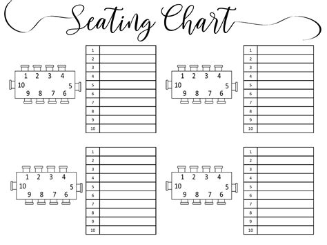 Rectangle Table Seating Chart