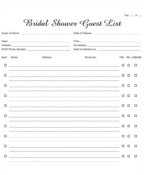 Download our printable baby shower games for a baby shower bundled with joy. Bridal Shower Gift List Templates - 5+ Free Word, PDF ...