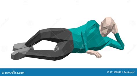 Low Poly Man Laying On The Ground 3d Vector Illustration Stock Vector