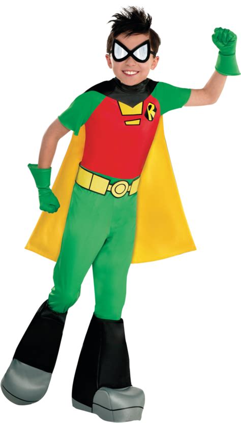 Kids Teen Titans Go Boys Robin Greenredyellow Jumpsuit With Mask