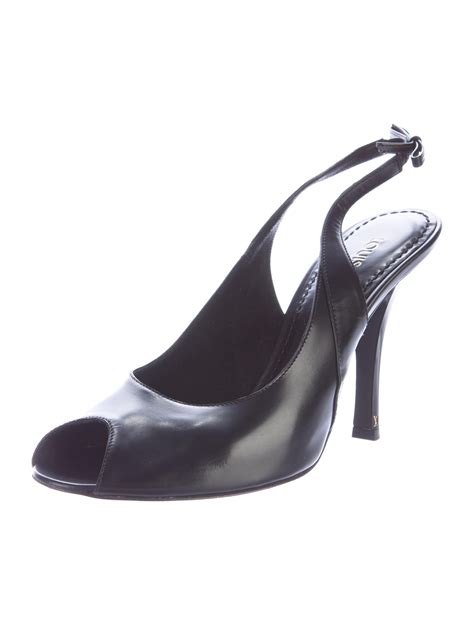 Louis Vuitton Peep Toe Slingback Pumps Black Pumps Shoes Lou90777