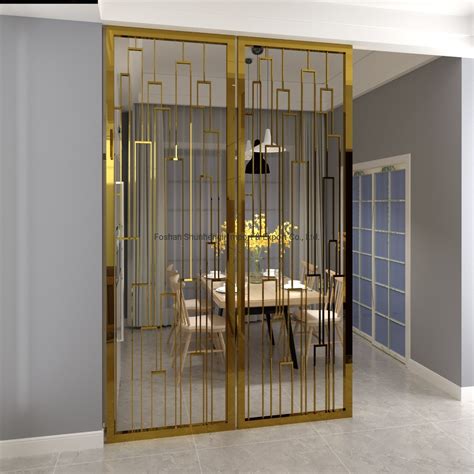 Gold Metal Room Divider Stainless Steel Hanging Screen Partition
