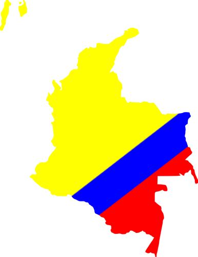 Colombian Map In National Flag Colors Public Domain Vectors