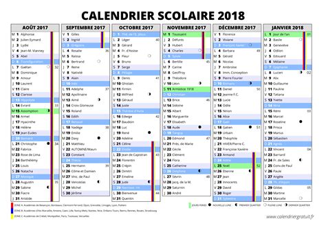 Calendrier Scolaire 2017 Et 2018 à Imprimer