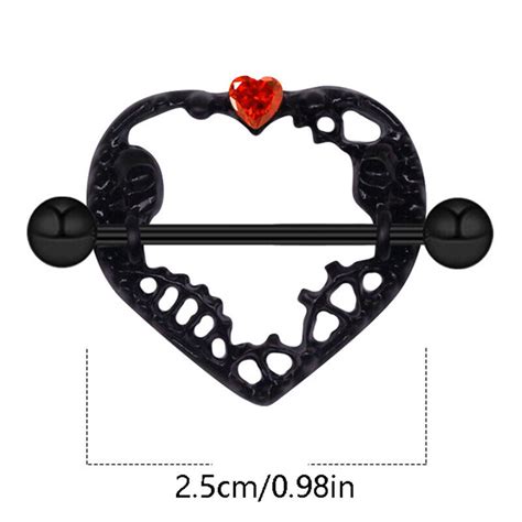 Black Heart Shaped Nipple Piercing Breast Ring Punk Chest Rings Sexy