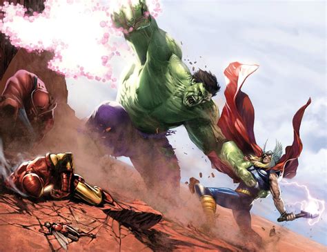 New Avengers Annual No1 Hulk And Thor Fighting By Gabriele Dellotto