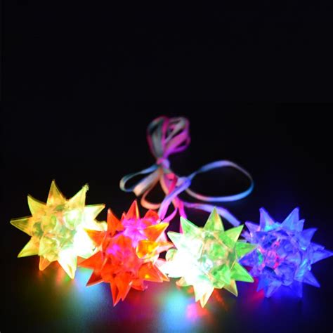 Spiky Jelly Star Light Up Led Flashing Necklace Pendants Glow Necklace