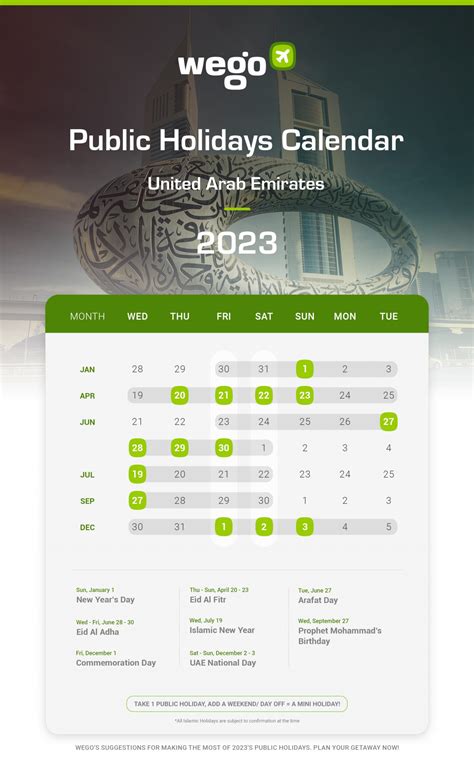 Uae Holidays 2023 And Long Weekends Public And Government Holidays In