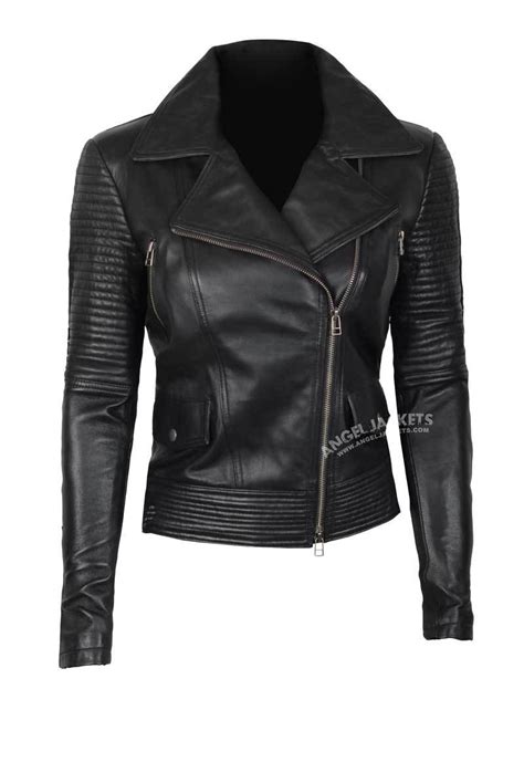 Shop with afterpay on eligible items. Black Biker Asymmetrical Quilted Leather Jacket Women ...