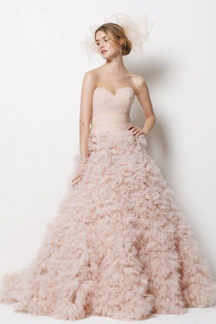 Strapless Sweetheart Ball Gown Ruffles Skirt Low Back Blush Colored