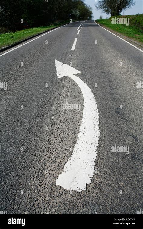 Arrow Shaped Road Markings On Highway Stock Photo Alamy