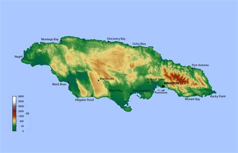 Detailed Elevation Map Of Jamaica Jamaica North America Mapsland Maps Of The World