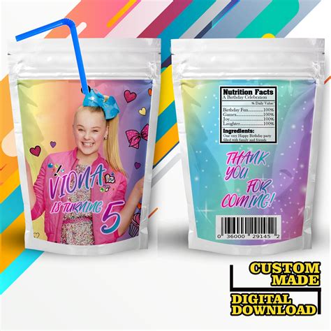 Jojo Siwa Capri Sun Labels Jojo Siwa Juice Pouch Labels Jojo Siwa