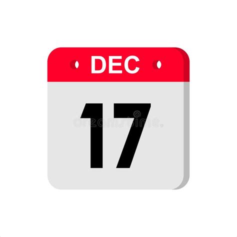 Calendar Vector Icon On White Background December 17 Stock Vector