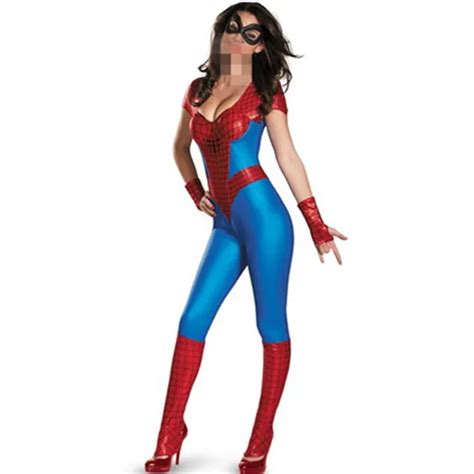 Women S Spider Girl Bodysuit Womens Costumes Super Heroes Halloween Cosplay Red Adult Carnival