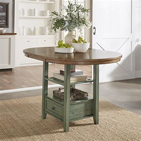 Inspire Q Eleanor Solid Wood Oval Extendable Counter Ight Pedestal Base Di Pedestal Base