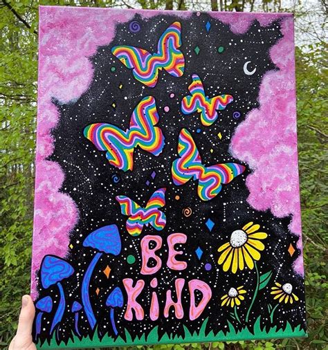 Trippydraws In 2020 Diy Canvas Art Hippie Painting Mini Canvas Art
