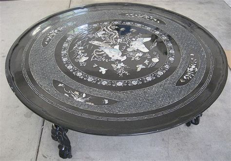 Korean Mother Of Pearl Inlay Round Low Table 100 Inlay Pearls
