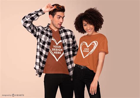 Couple T Shirt Mockup Design Vector Download