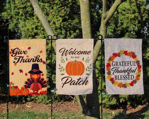 Thanksgiving Garden Flag Collection Weather Resistant Etsy