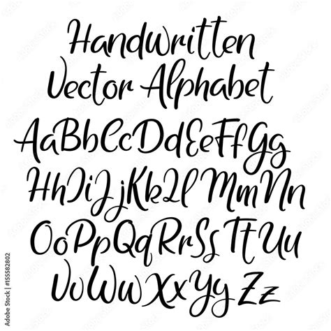 Modern Calligraphy Style Alphabet Handwritten Font Uppercase And Lowercase Letters Stock