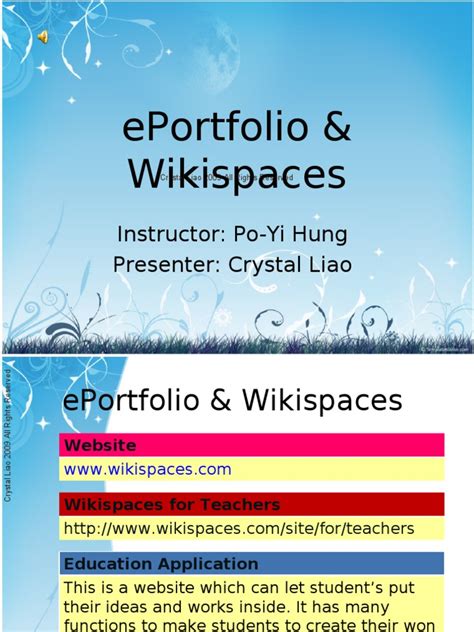 Eportfolio And Wiki Spaces Pdf