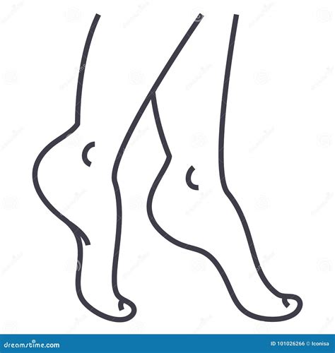 Woman Legs Vector Line Icon Sign Illustration On Background Editable