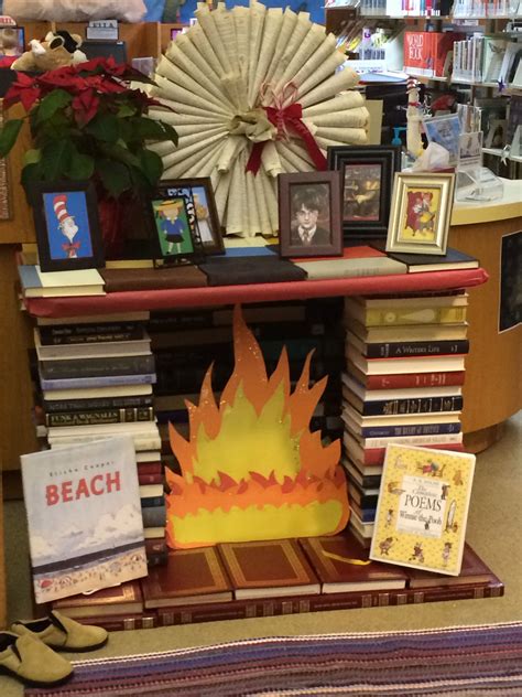 Book Fireplace Display For Those Frigid Months School Library