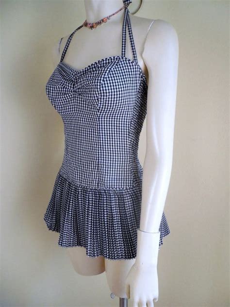 Mcm 1950s Swimsuit One Piece Cotton Gingham Catalina Etsy One Piece
