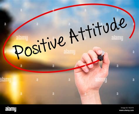 Man Hand Writing Positive Attitude With Black Marker On Visual Screen