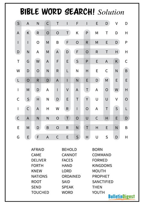Word Search The Call Of Jeremiah Jeremiah 14 10 Bulletin Digest