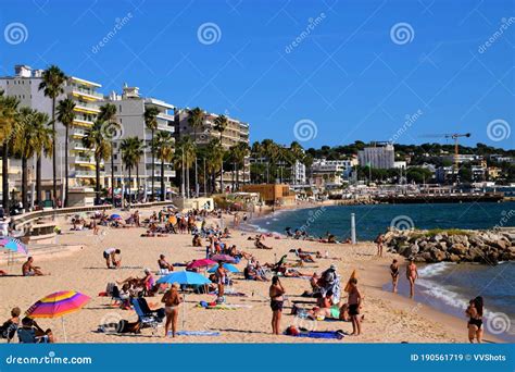 Beach And Town View Juan Les Pins South Of France Editorial Stock
